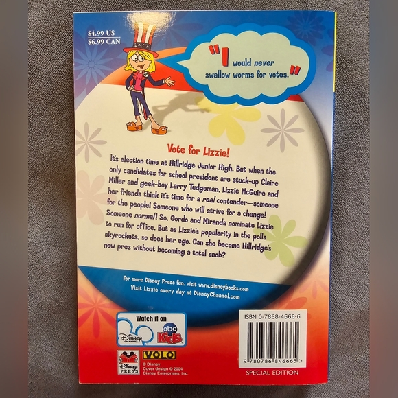 Lizzie Mcguire: Lizzie for President - Book #16 : Junior Novel by Disney Book. - Picture 2 of 2